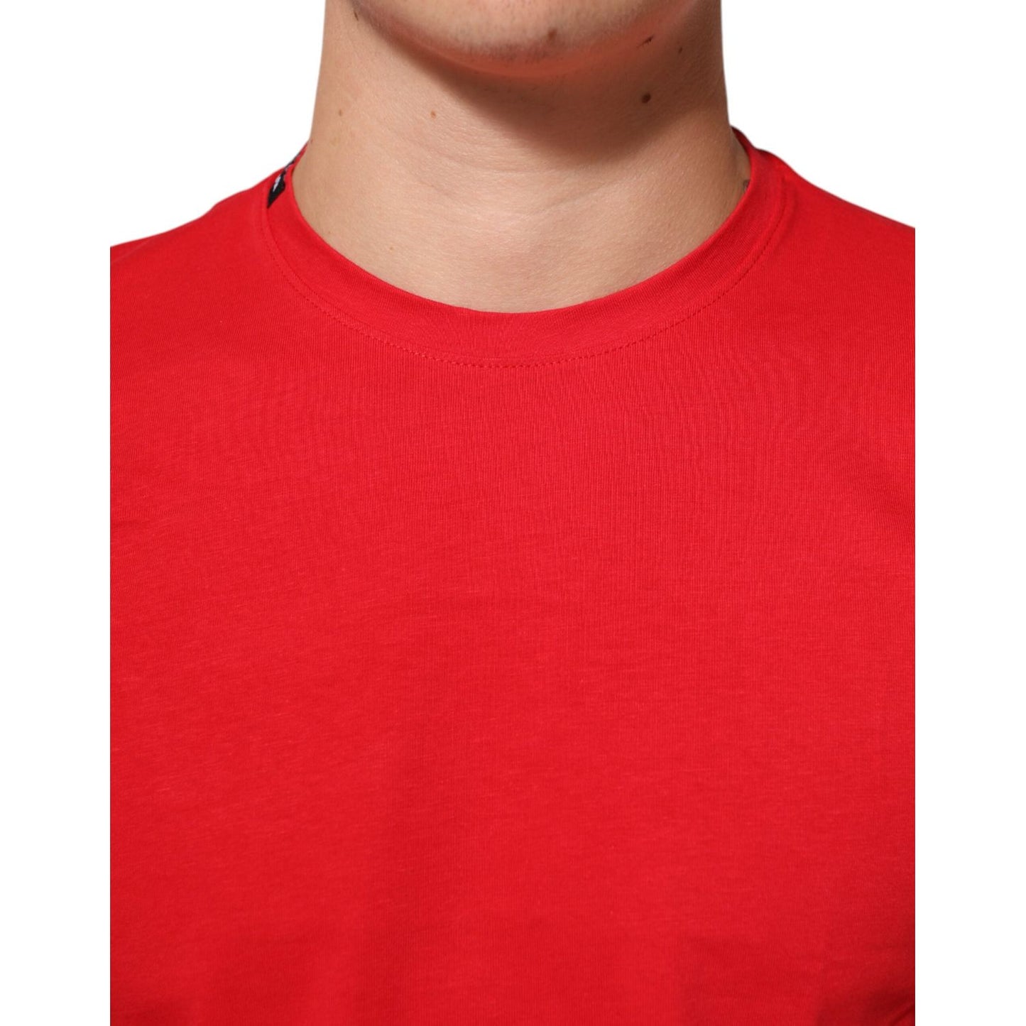 Dolce & Gabbana Red Goodluck 2023 Cotton Crew Neck T-shirt, classic red design, short sleeves, regular fit, premium cotton fabric.