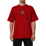 Dolce & Gabbana Red Logo Eye Print Cotton Short Sleeve T-shirt on model, showcasing stylish design and comfort.