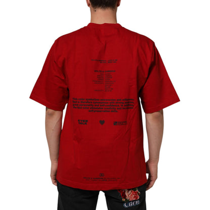 Dolce & Gabbana Red Logo Eye Print Cotton Short Sleeve T-shirt