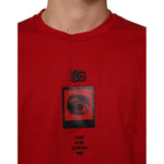 Dolce & Gabbana Red Logo Eye Print Cotton Short Sleeve T-shirt with striking eye graphic and logo on chest.