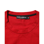 Dolce & Gabbana Red Logo Eye Print Cotton Short Sleeve T-shirt with crew neck and brand tag detail