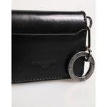 Dolce & Gabbana Wallet Black Leather Logo Embossed Key Chain Card Holder Wallet SMY11293
