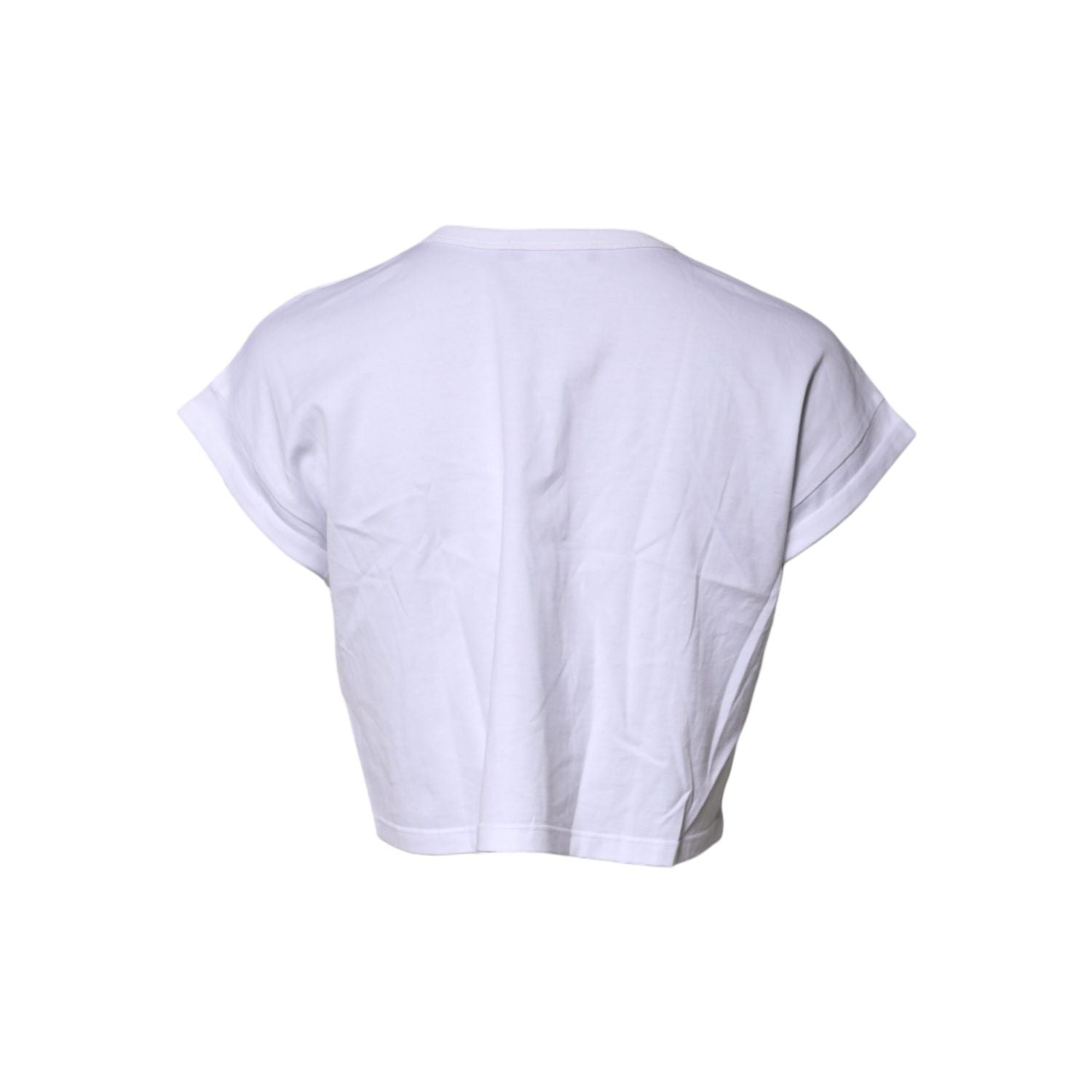 Dolce & Gabbana White Cotton Crew Neck Cropped Top T-shirt