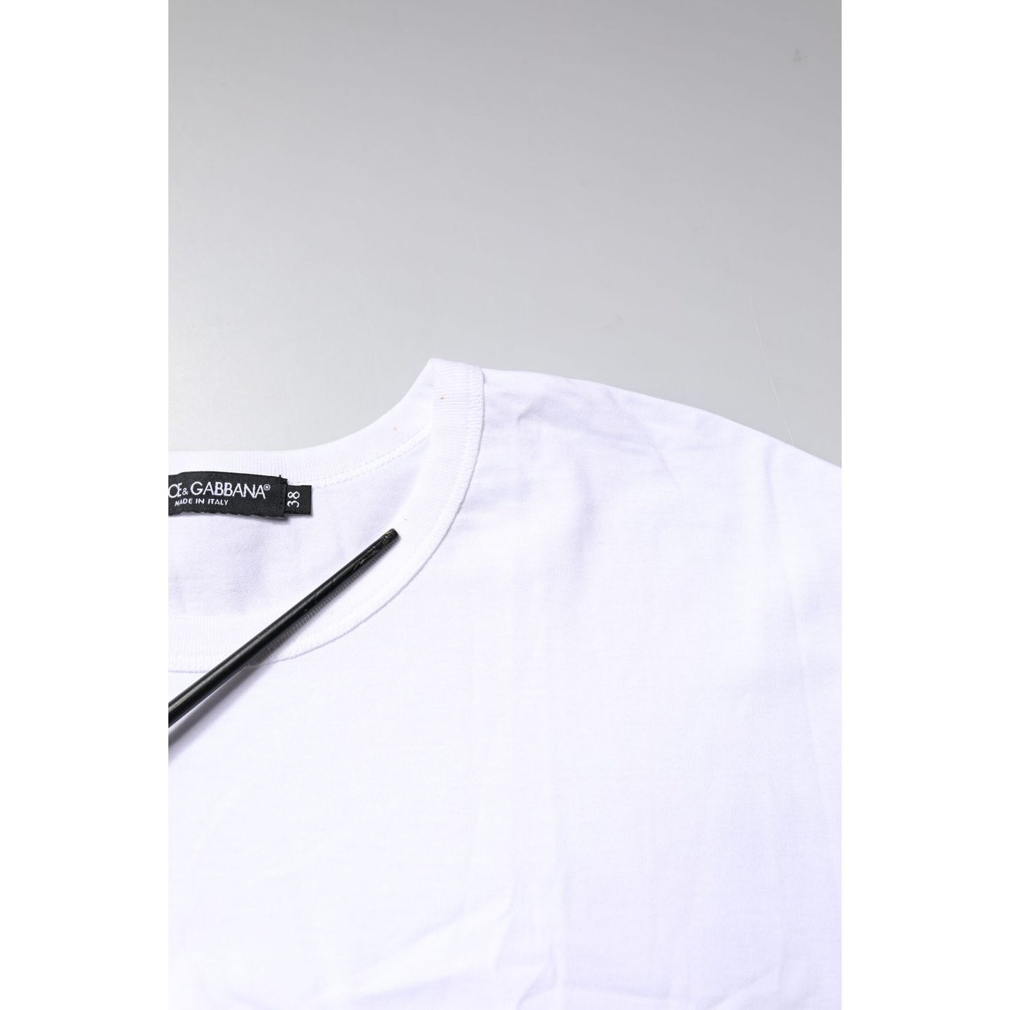 Dolce & Gabbana White Cotton Crew Neck Cropped Top T-shirt