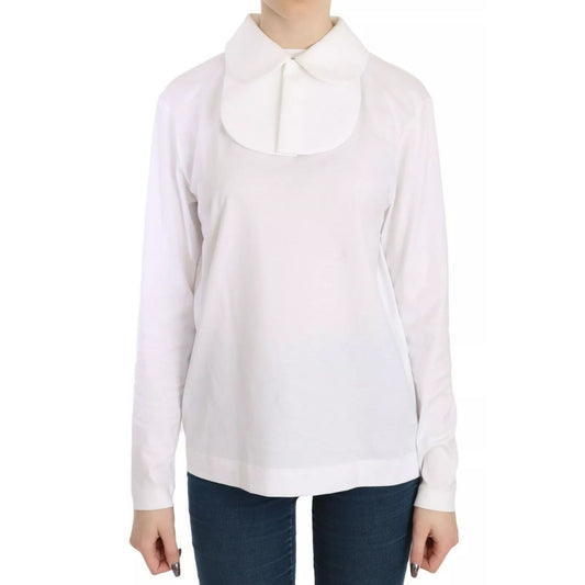 Dolce & Gabbana White Cotton Longsleeve Collared Blouse TSH3657-40