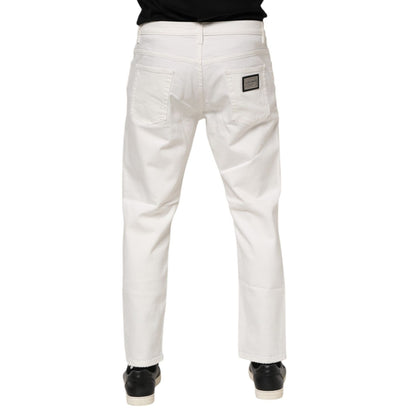 Dolce & Gabbana White Cotton Loose Men Denim Jeans