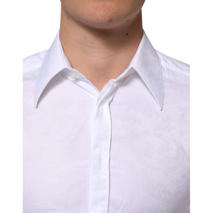 Dolce & Gabbana White Cotton MARTINI Paisley Jacquard Shirt