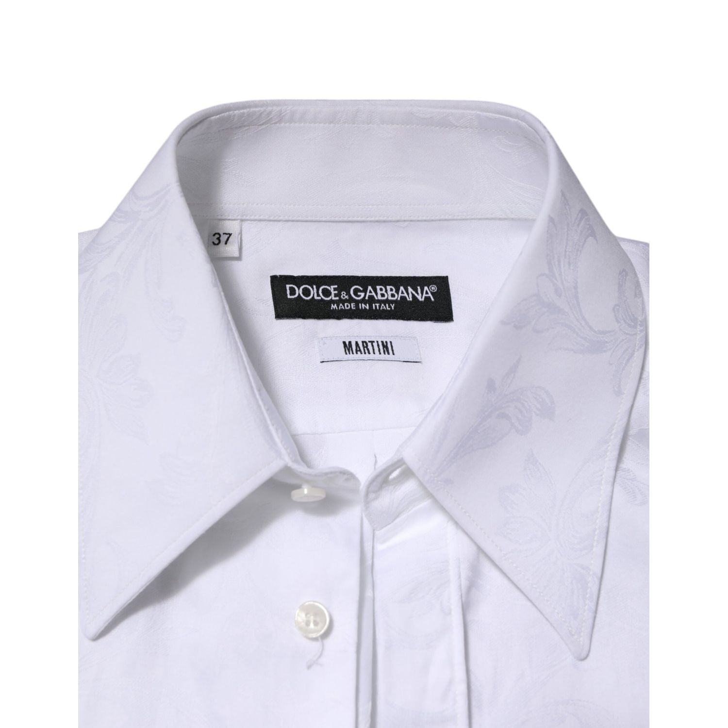 Dolce & Gabbana White Cotton MARTINI Paisley Jacquard Shirt