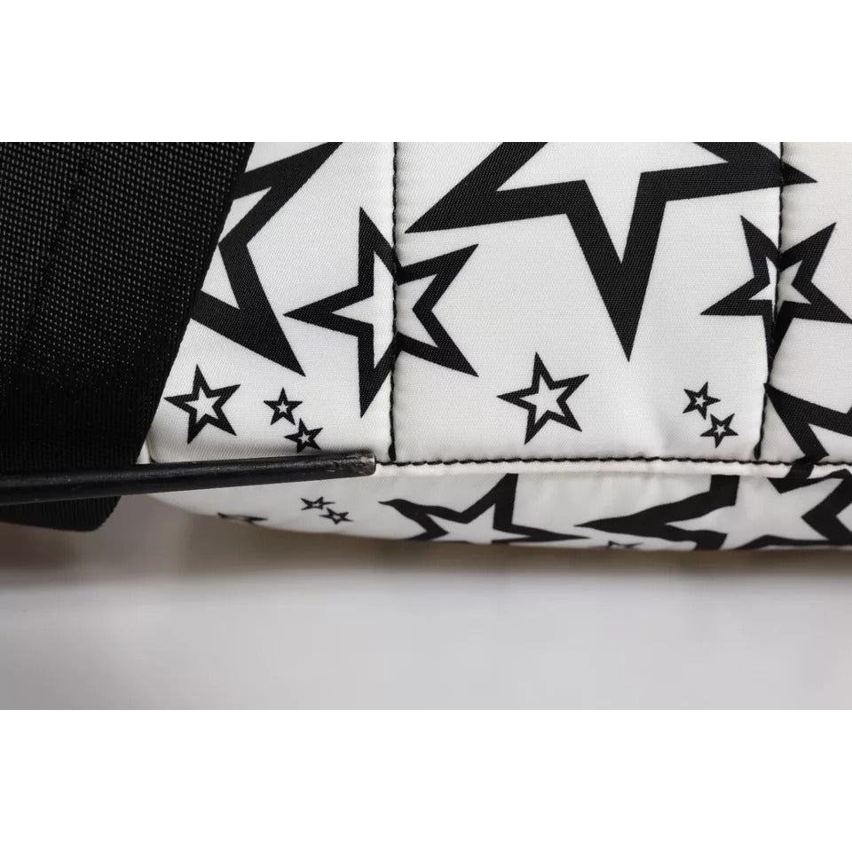 Dolce & Gabbana White DG Stars Print Nylon School Backpack Bag BAG4144