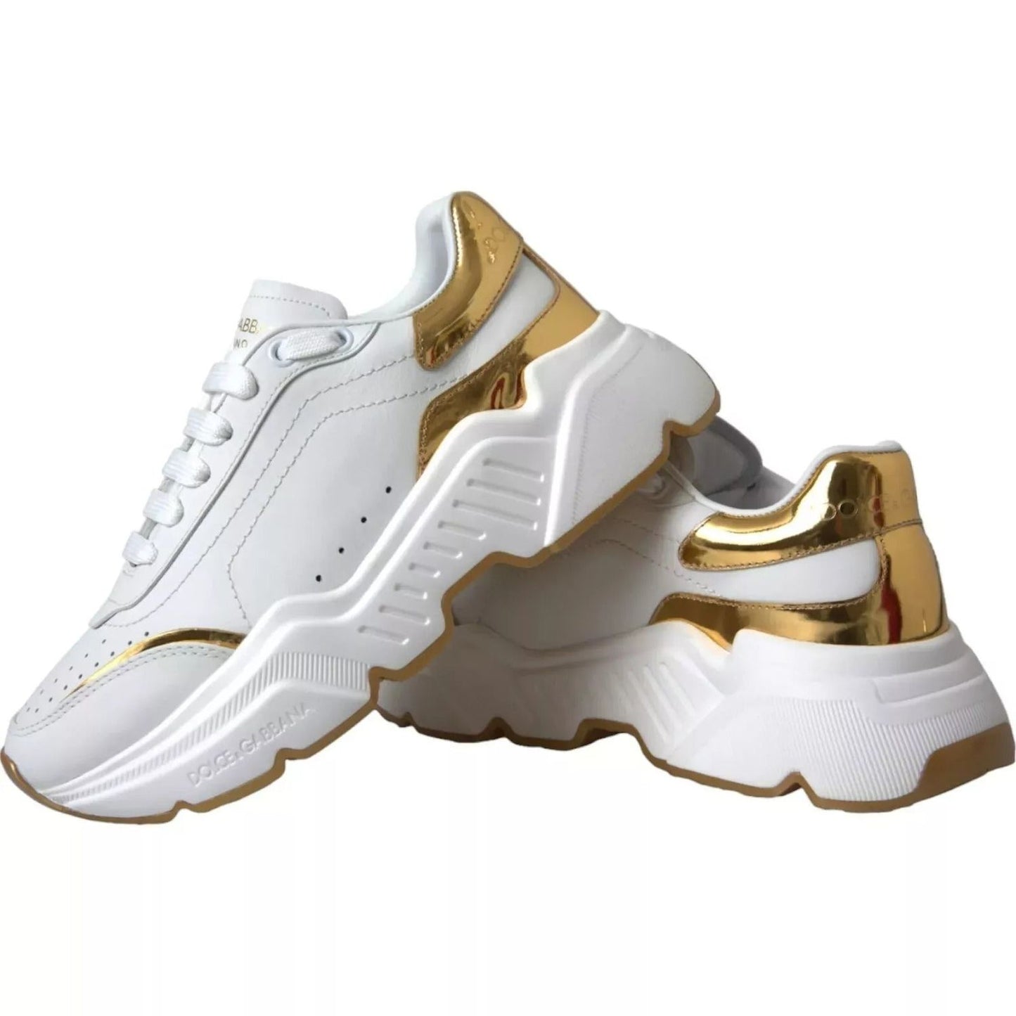 Dolce & Gabbana White Gold DAYMASTER Leather Sneakers Mens Shoes MV4301#2-41