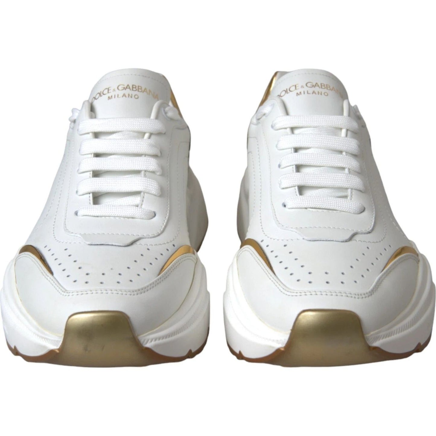 Dolce & Gabbana White Gold DAYMASTER Leather Sneakers Mens Shoes MV4301#2-41