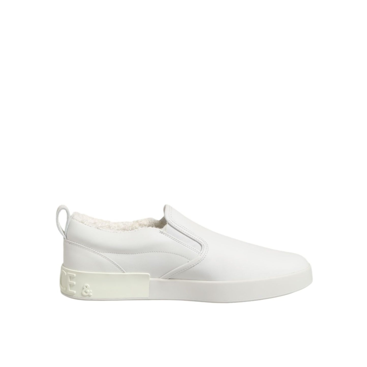 Dolce & Gabbana White Leather Low Top Slip On Sneakers Shoes