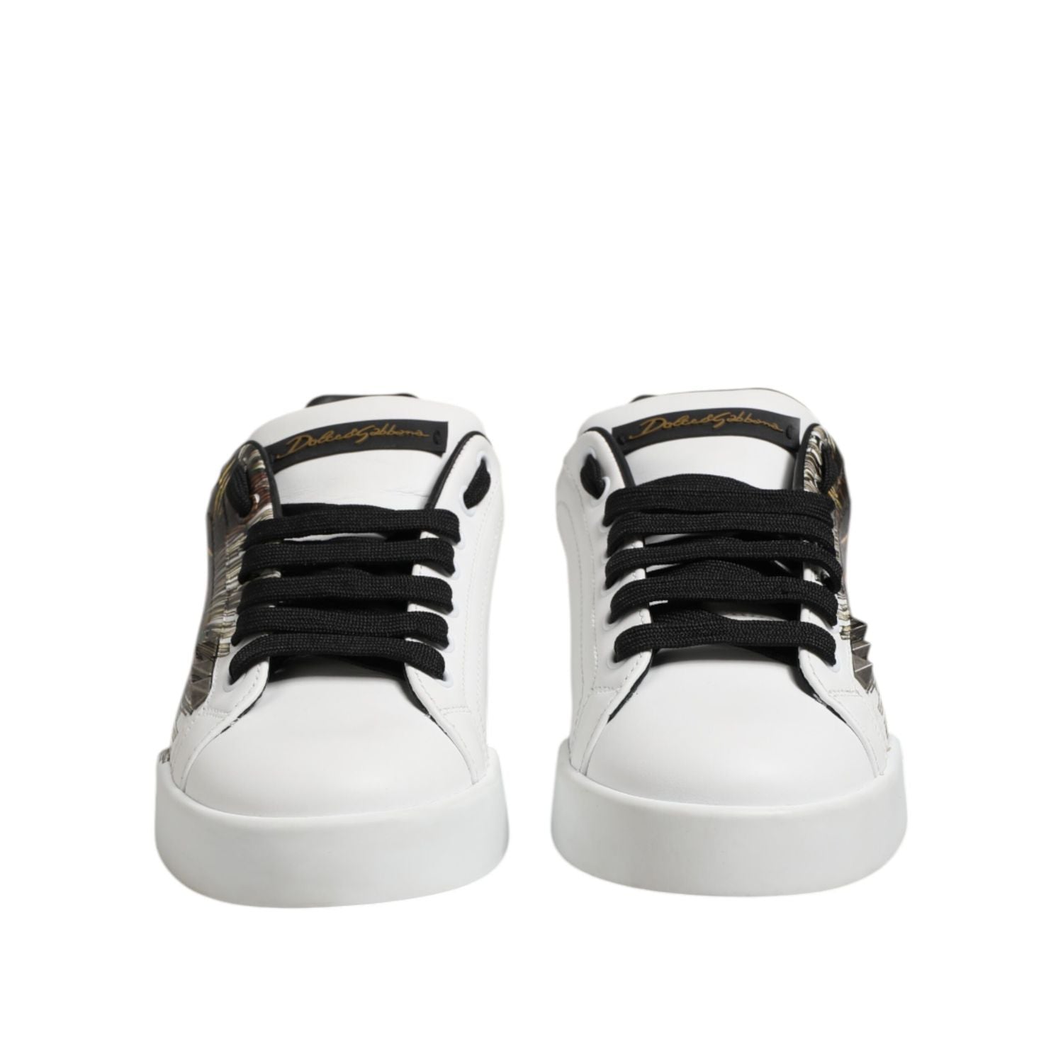 Dolce & Gabbana White Leather Portofino Lace Up Sneakers Shoes