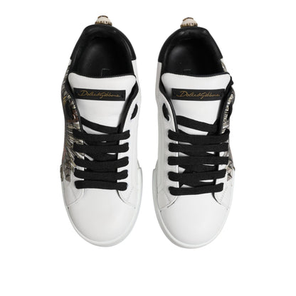 Dolce & Gabbana White Leather Portofino Lace Up Sneakers Shoes