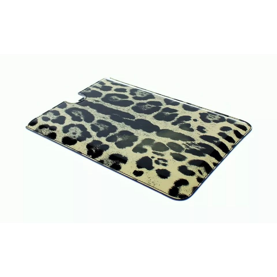 Dolce & Gabbana White Leopard Pattern Leather eBook Cover Tablet Case
