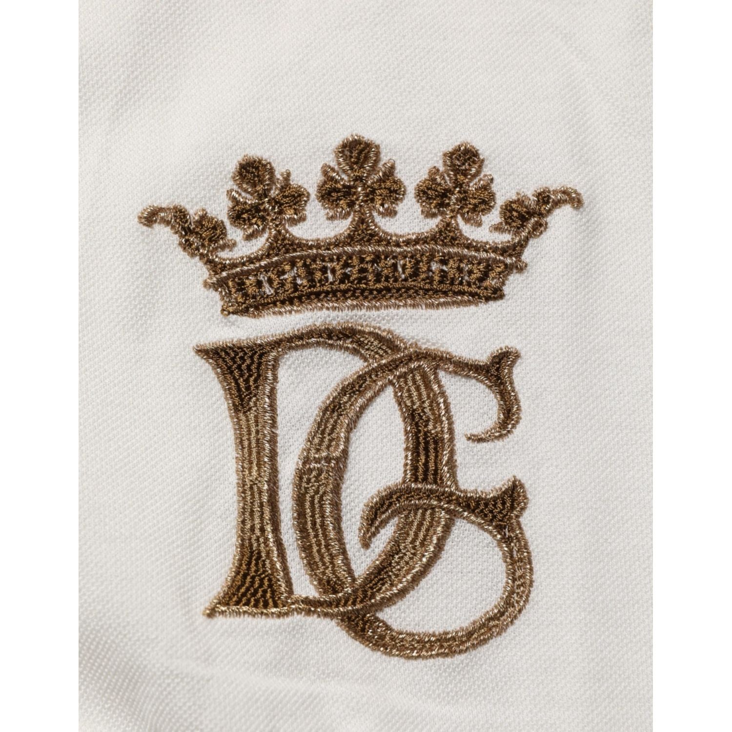 Dolce & Gabbana White Logo Embroidery Cotton Polo T-shirt