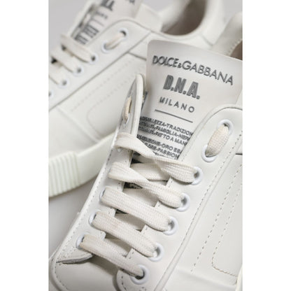 Dolce & Gabbana White Miami Leather Low Top Men Sneakers Shoes