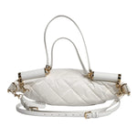Dolce & Gabbana White Quilted Logo 90's Sicily Belt Waist Fanny Pack Bag with gold-tone hardware and adjustable strap.