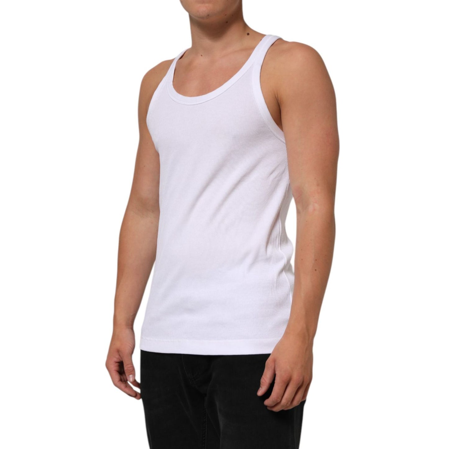 Dolce & Gabbana White Sleeveless Round Neck Tank T-shirt