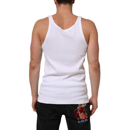 Dolce & Gabbana White Sleeveless Round Neck Tank T-shirt