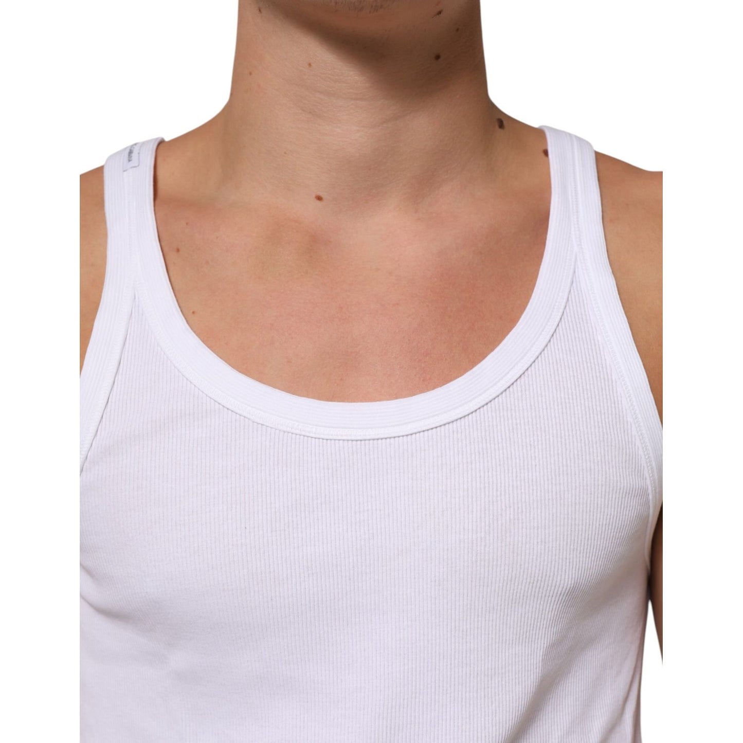 Dolce & Gabbana White Sleeveless Round Neck Tank T-shirt