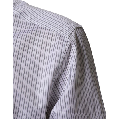 Dolce & Gabbana White Stripes Long Sleeves GOLD Dress Shirt