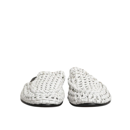 Dolce & Gabbana White Woven Slides MULES Men Sandals Shoes