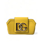 Dolce & Gabbana Yellow Smooth Leather DG Logo Clutch Crossbody Case Bag