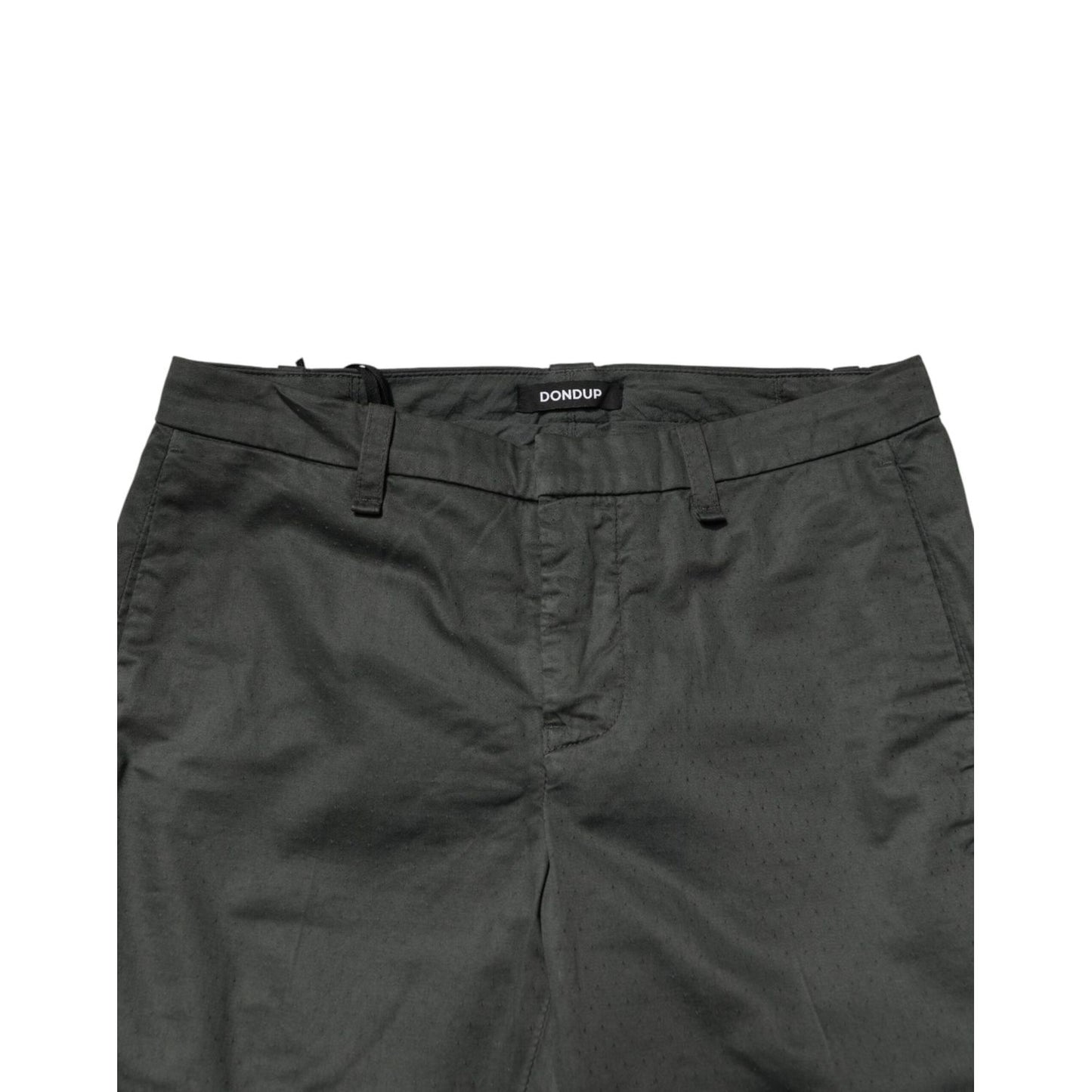 Dondup Dark Gray Cotton Mid Waist Skinny Men Chino Trouser Pants