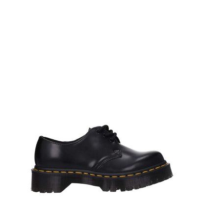 Dr. Martens Black Leather Oxfords And Derbies, lace-up, round toe, black leather, rubber sole, mid heels, casual style, MPN D1461BEX21084001