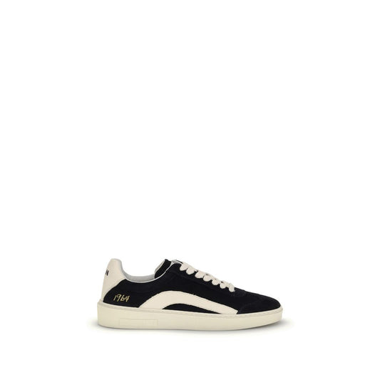 Dsquared² Black Calf Leather Bos Taurus Low Top Sneakers - sporty suede design with lace-up closure and flat sole for comfort.