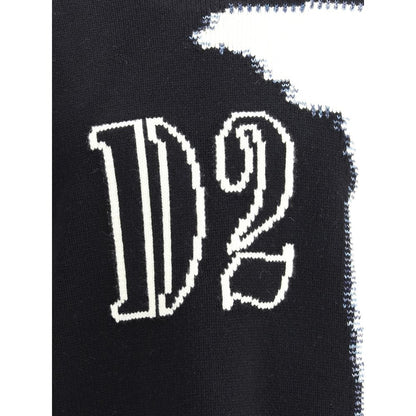 Dsquared² Black Wool Sweatshirt close-up showing logo design.