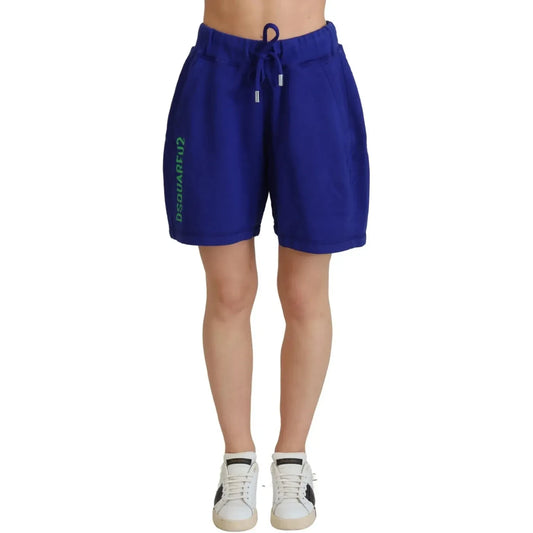 Dsquared² Blue Logo Cotton High Waist Sweatshorts Shorts 100% Cotton,1728,67345645728,Blue,Clothing,Dsquared²,IT38 | XS,Men,Preowned / Defect,Shorts - Clothing,Shorts - Men - Clothing,Shorts - Shorts - Clothing