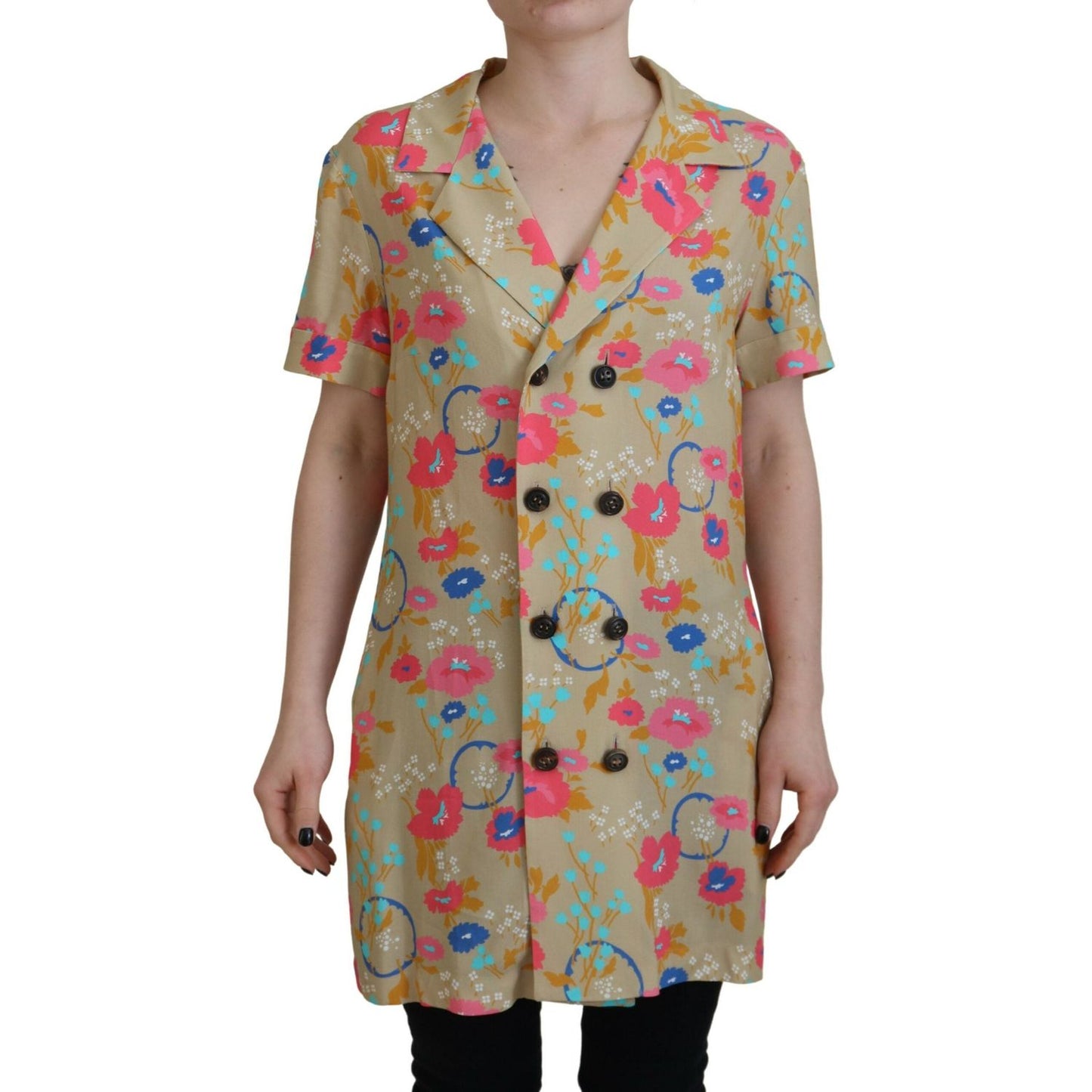 Dsquared² Multicolor Printed Collared Button Front Long Blouse Top 1728,67345645728,Clothing,Dsquared²,IT38 | XS,Material: 100% Viscose,Multicolor,Preowned / Defect,T-Shirts - Clothing,T-Shirts - T-Shirts - Clothing,Tops & T-Shirts - Women - Clothing,Wome
