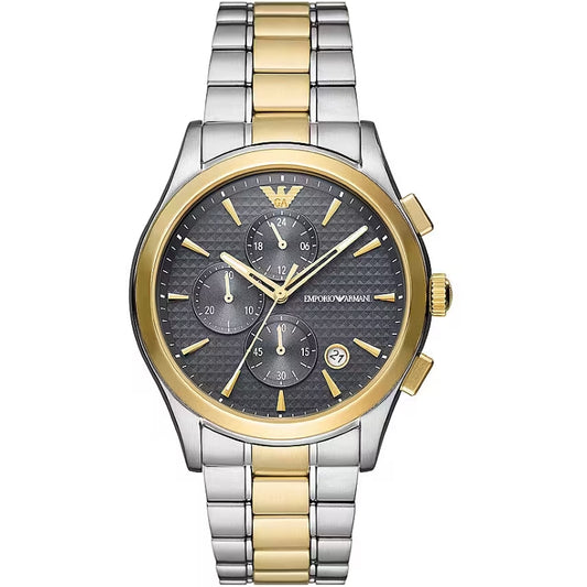 EMPORIO ARMANI Mod. AR11527 water-resistant gold and silver gent's watch with mineral dial, 5 ATM, SS IP gold case