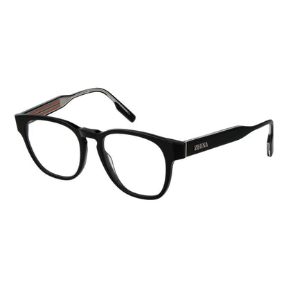 Ermenegildo Zegna Black Acetate Glasses (Frames) for men, full-rim aviator style with demo lenses, includes branded case.