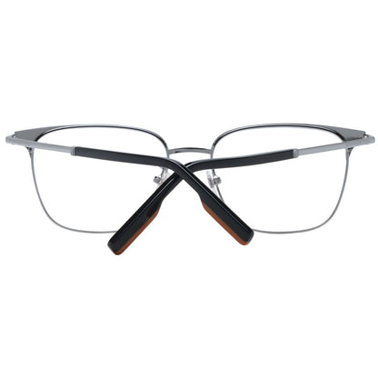 Ermenegildo Zegna Black Metal Glasses (Frames), full-rim square style with black demo lenses and metal frame.