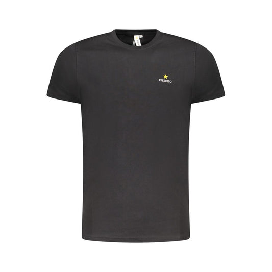 Esercito 1659 Black Cotton T-Shirt with short sleeves, crew neck, aviation print, and logo