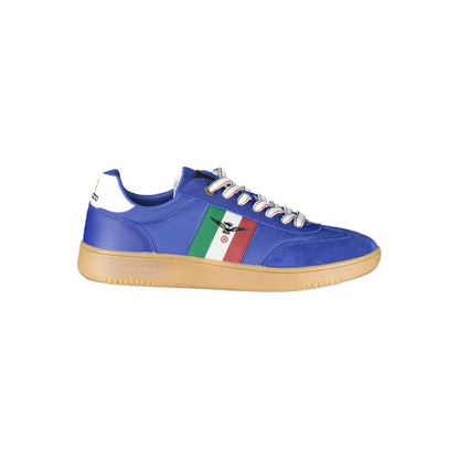 Esercito 1659 Blue Leather Men Sneaker with contrasting design in bluette aviation hue and signature logo.