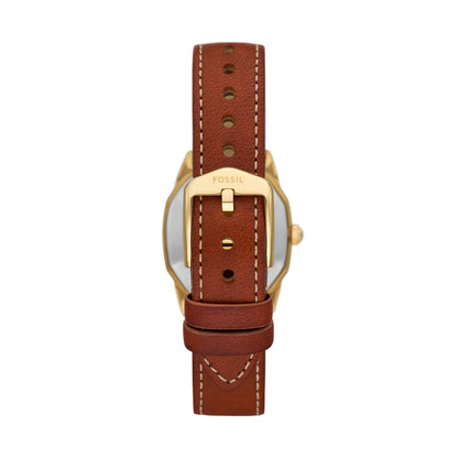 FOSSIL WATCHES Mod. ES5364 featuring a brown leather strap and gold buckle