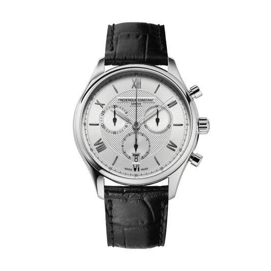 FREDERIQUE CONSTANT WATCHES Mod. FC-292MS5B6, Swiss-made elegant chronograph with black leather strap