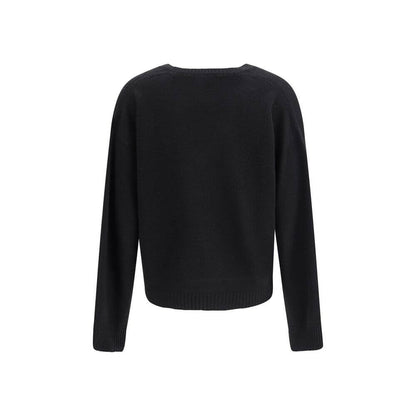Fabiana Filippi Black Cashmere Cashmere Sweater showing back view with ribbed hem, emphasizing its elegant design for AW25.