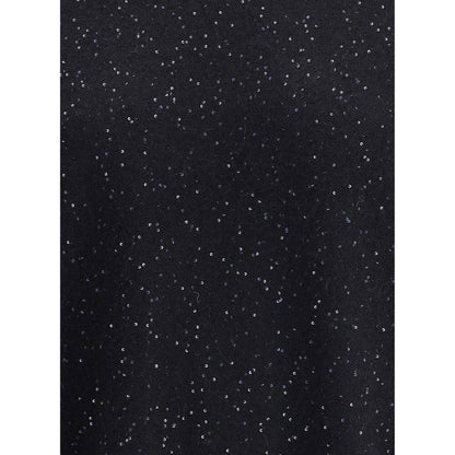 Close-up of Fabiana Filippi Black Fleece Wool Sweatshirt with sequin detail, showcasing its sophistication and modern style.