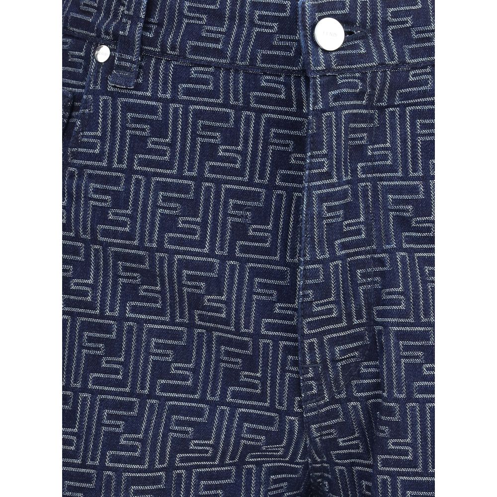Fendi Blue Cotton Bermuda Shorts