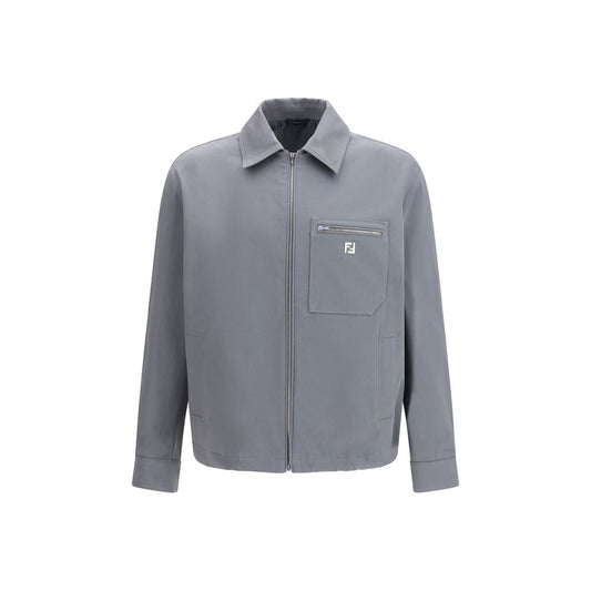 Fendi Gray Cotton Shell Jacket 1728,72470364320,Clothing,Fendi,Gray,IT50 | L,Jackets & Coats - Clothing,Men,New with tags,Shell Jackets - Jackets & Coats - Clothing