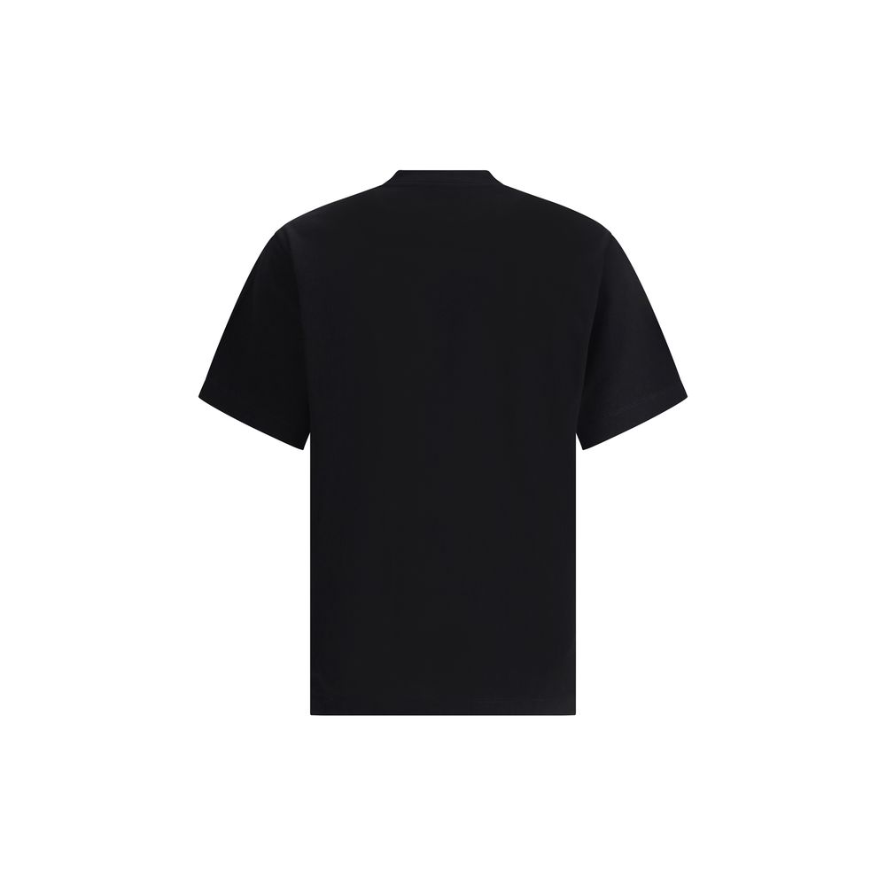 Ferragamo Black Cotton T-Shirt with ribbed crew neck and iconic tone-on-tone signature, back view, made in Italy.