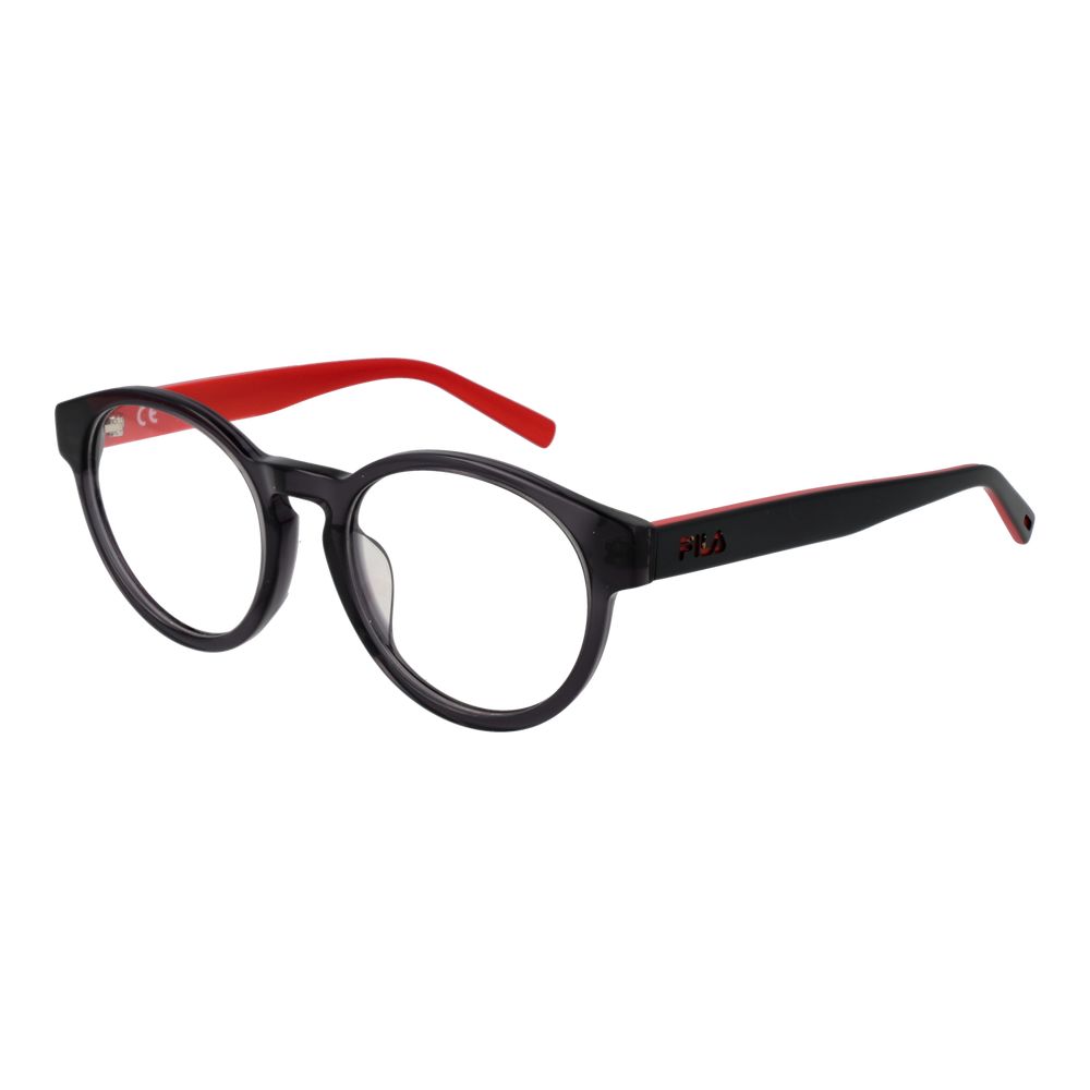 Fila Black Cellulose Acetate Glasses (Frames) for men, featuring full-rim rectangle design in black cellulose acetate with demo lenses.