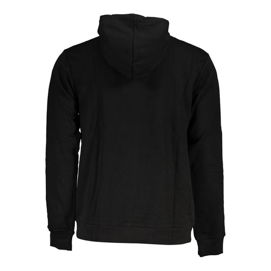 Fila Black Cotton Sweater with hood, long sleeves, and central pocket shown from the back. Features embroidered logo detail.