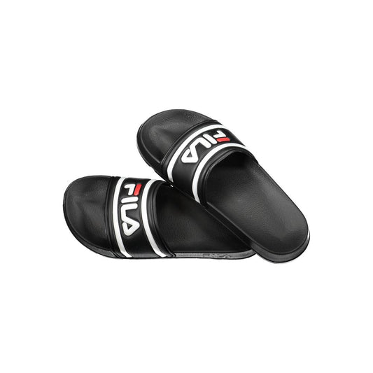 Fila Black Polyethylene Men Sandal with bold logo, streetwear style, and comfort design.