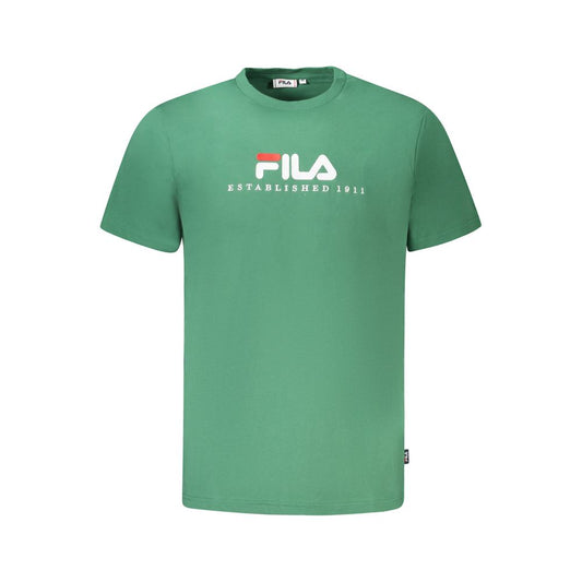 Fila Green Cotton T-Shirt unisex short sleeve with logo embroidery